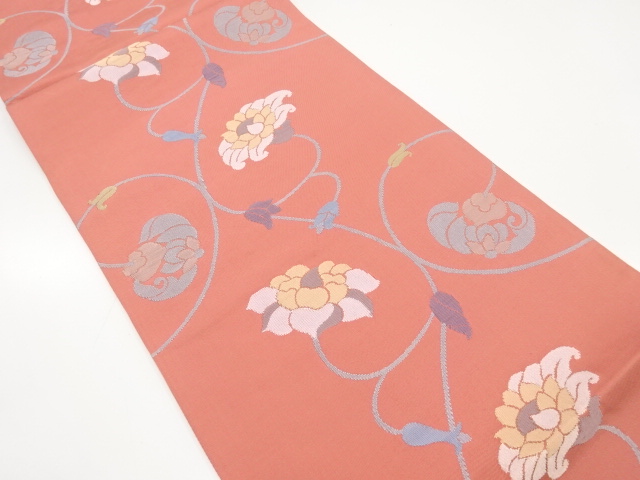 JAPANESE KIMONO / ANTIQUE FUKURO OBI / SILK / WOVEN CHINESE FLOWER